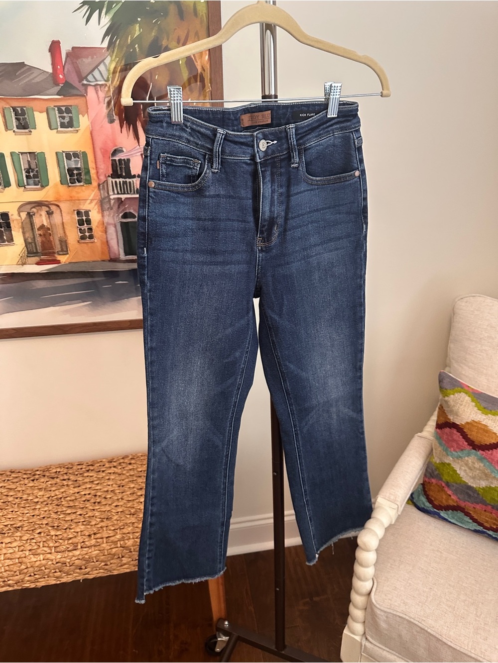 Judy Blue Mid Wash Cropped Kick Flare Jeans